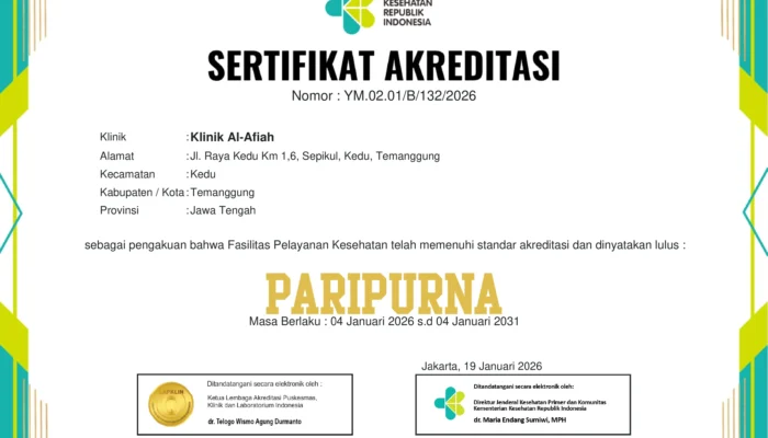 Klinik Al Afiah PDM Temanggung Raih Akreditasi Paripurna